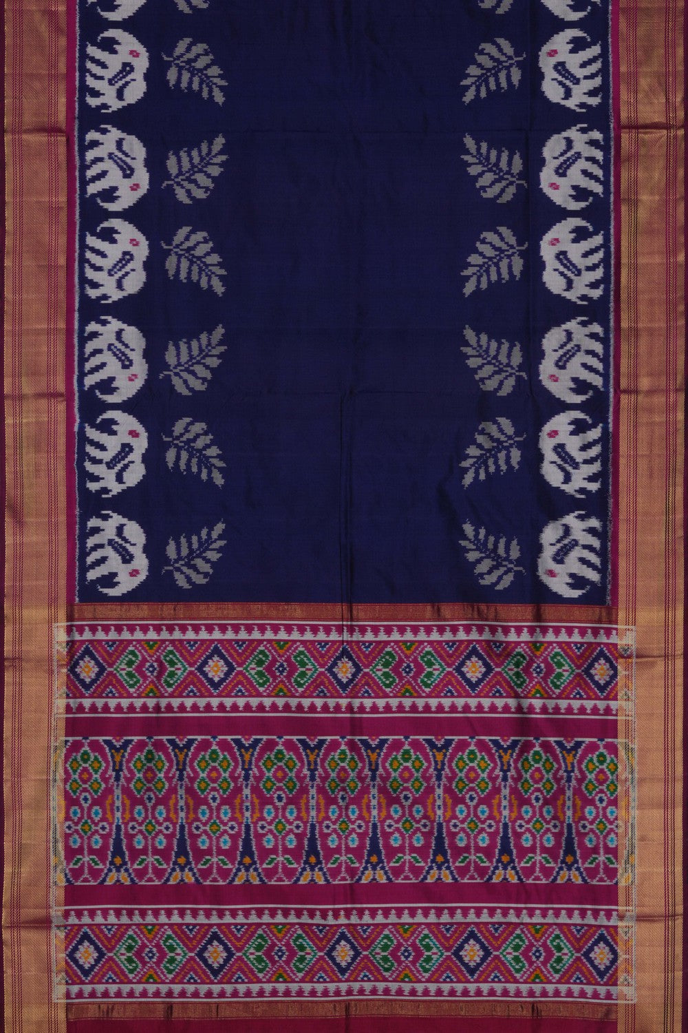 Image of Pochampally Ikat Silk Navy Blue Saree